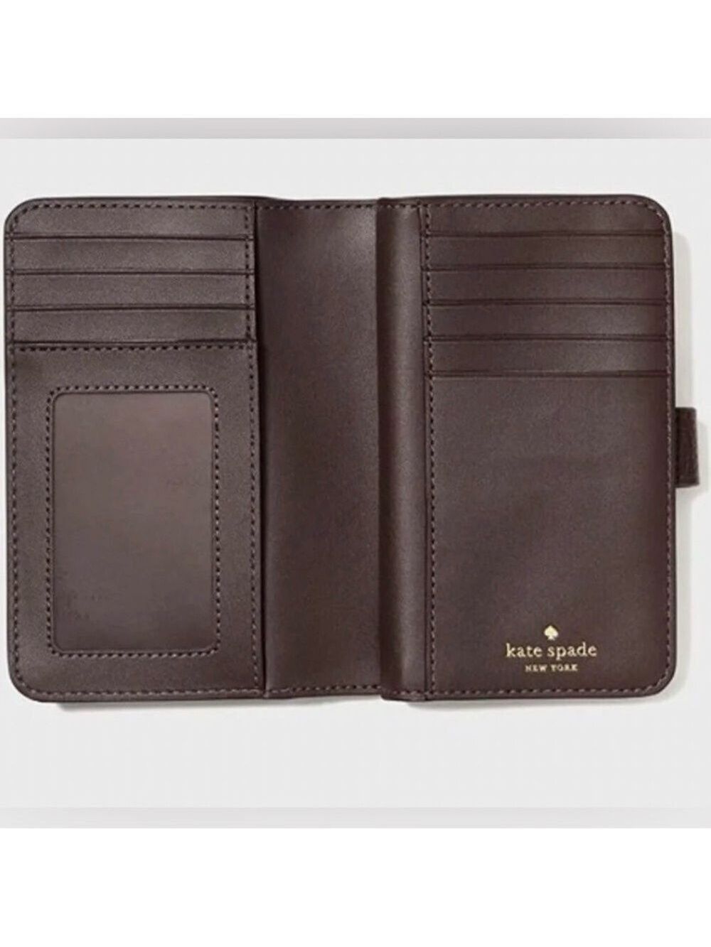 Kate Spade Brown Leather Bifold Wallet Hot Fudge NWT - Picture 3 of 6